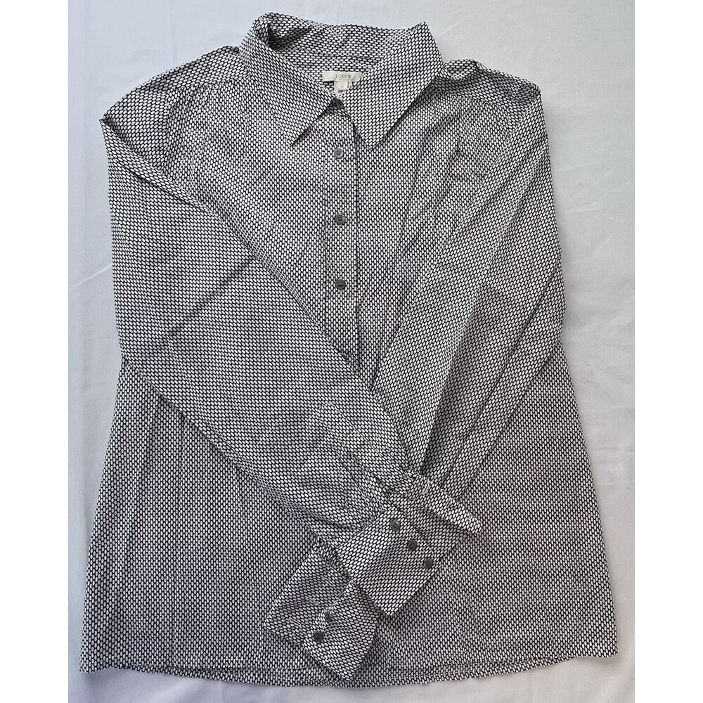 J Crew Womens Black White Button Up Long Sleeve Blouse Size 6 - Picture 5 of 7